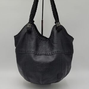 The Sak Black Braided-Handle Leather Shoulder Hobo